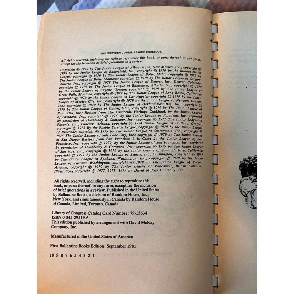 The Western Junior League Cookbook 1981‎ First Edition Ann Seranne Spiral Bound